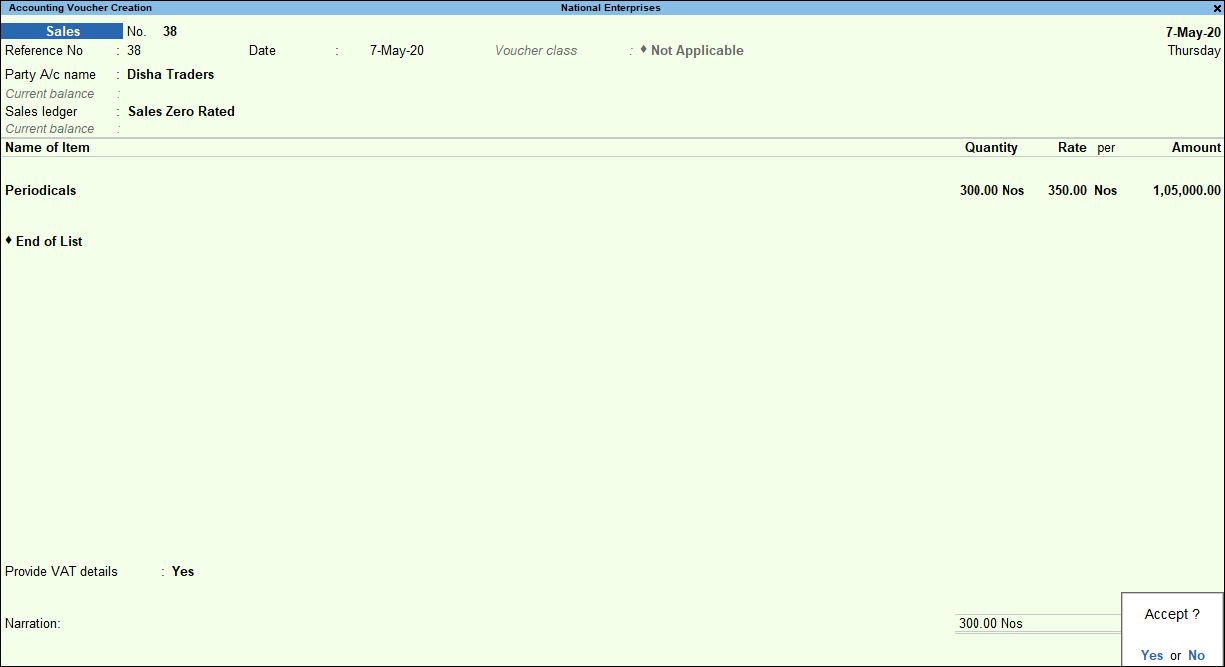 How to Record Sales Zero Rated in TallyPrime (VAT) TallyHelp