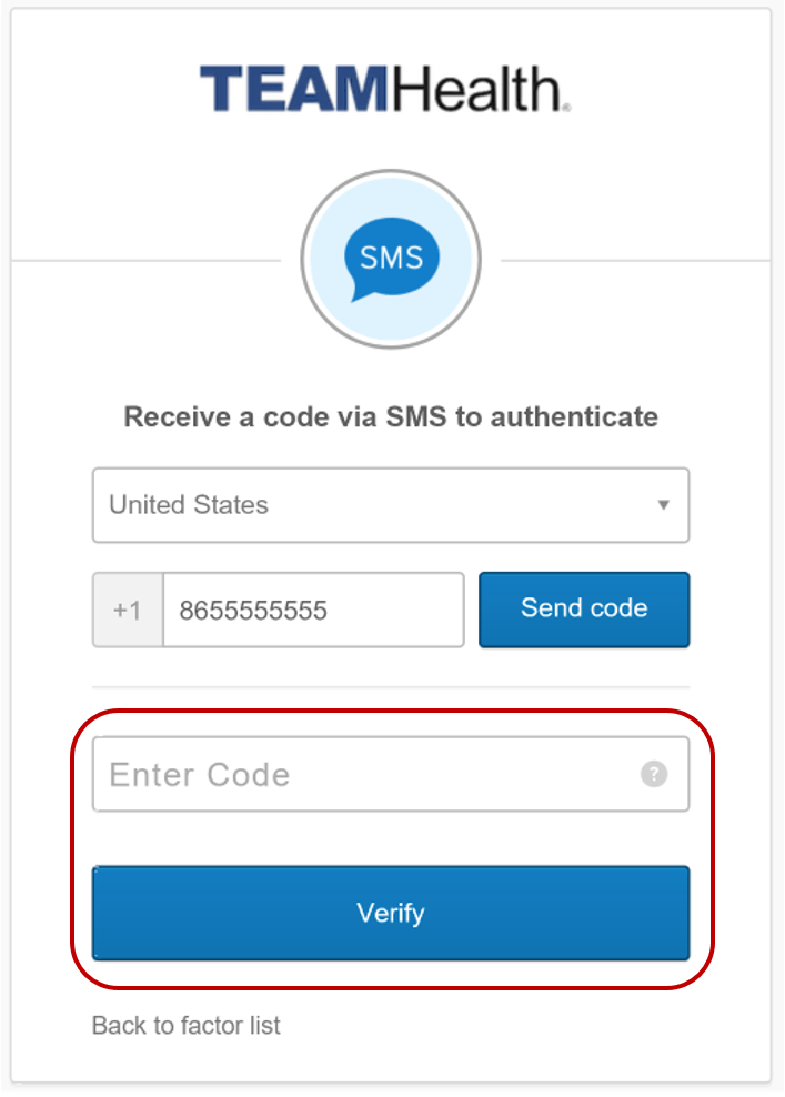 Okta Setting up SMS Authentication TeamHealth Help(03)
