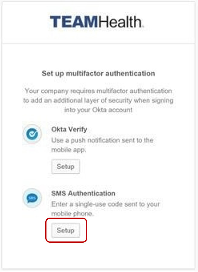 Okta Setting up SMS Authentication TeamHealth Help(02)