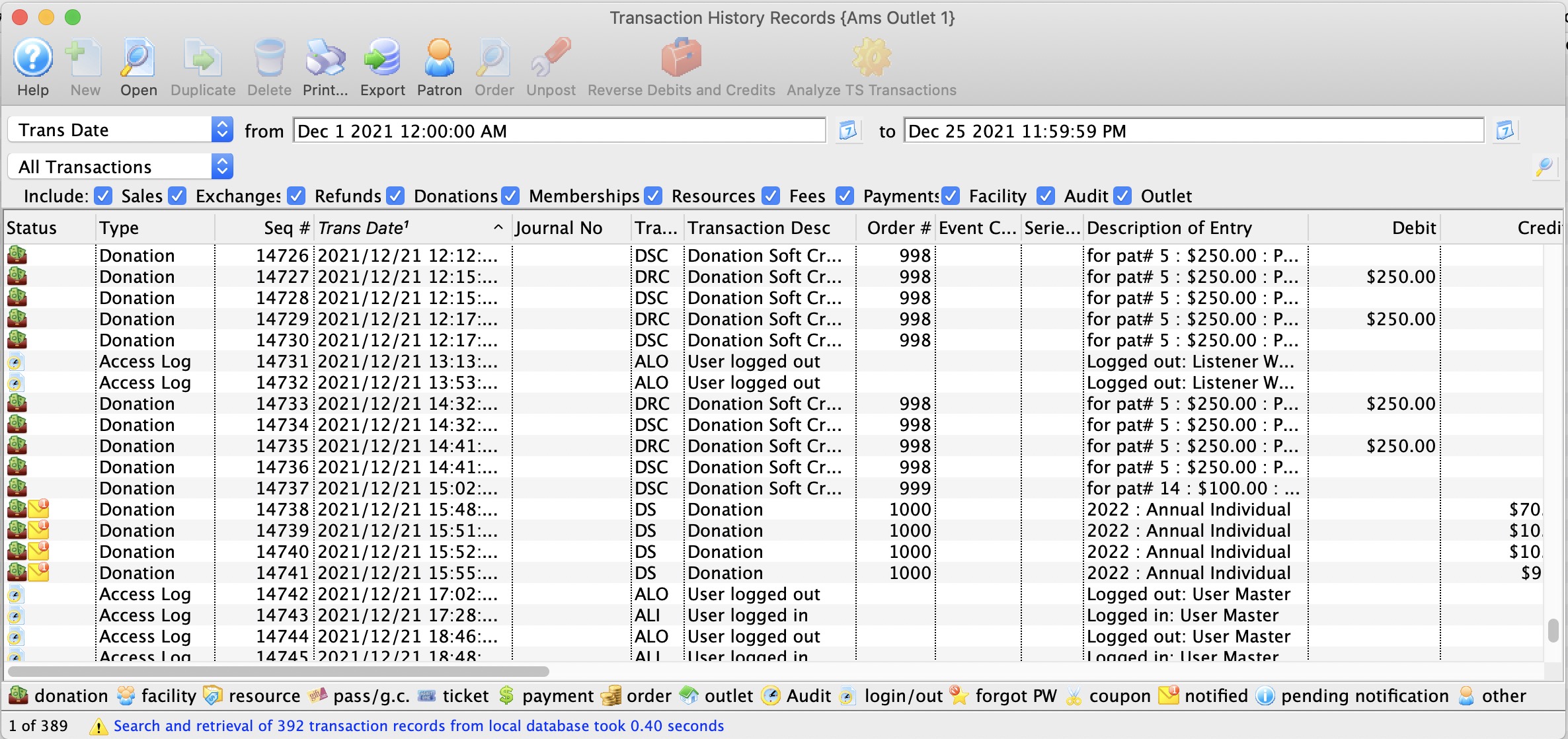 The General Ledger Submenu