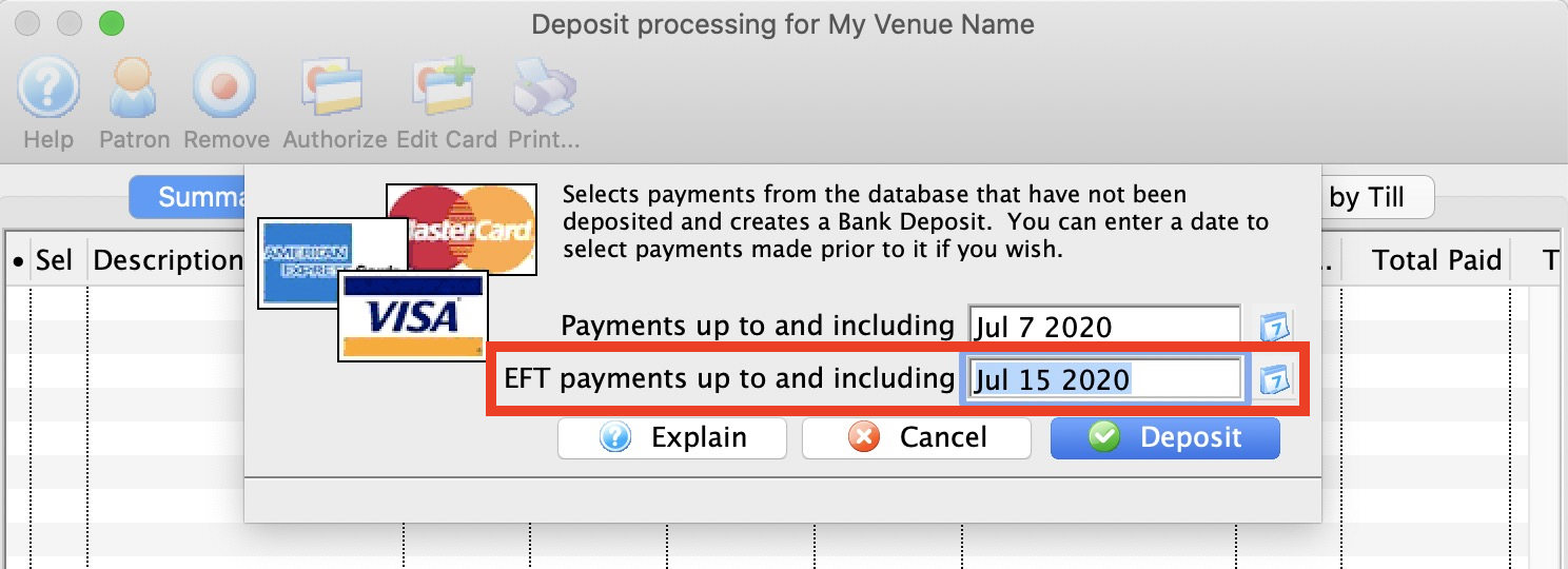 Depositing EFT Payments Arts Management Systems