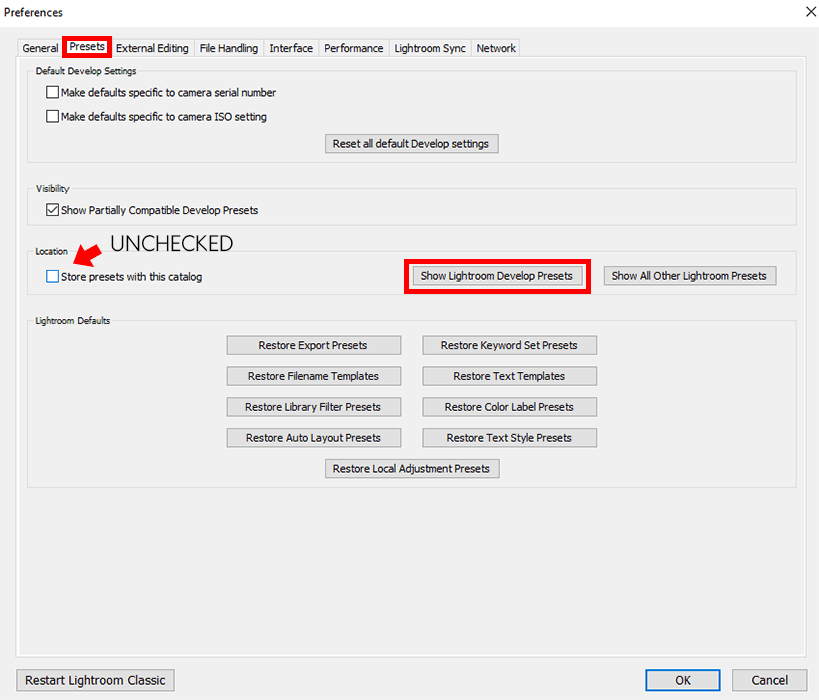 Install Lightroom presets in Lightroom Classic versions 7.3 and later