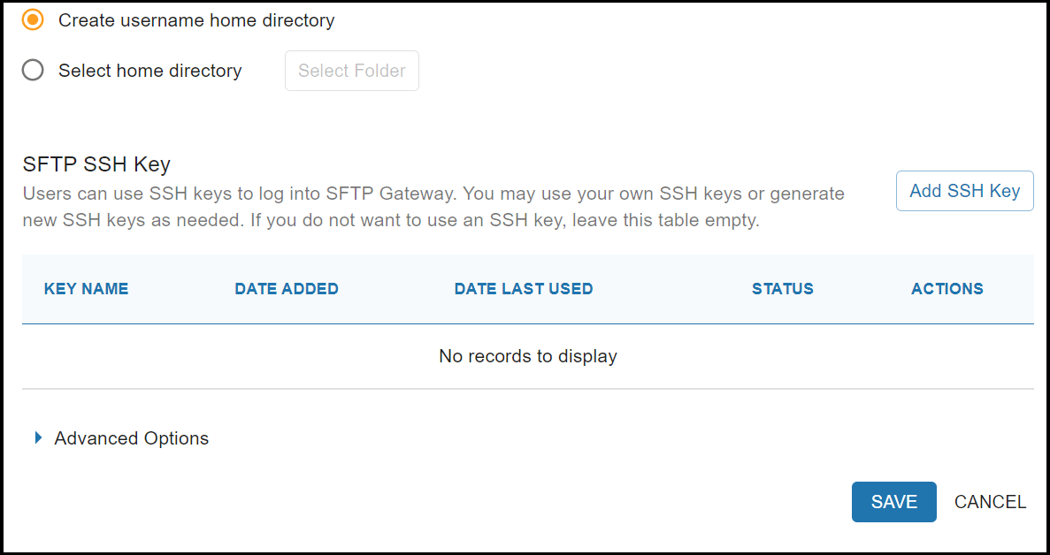 Multiple SSH keys for a single SFTP user · SFTP Gateway Support