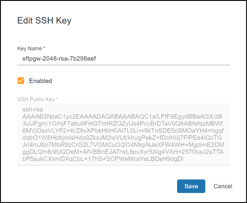 Multiple SSH keys for a single SFTP user · SFTP Gateway Support