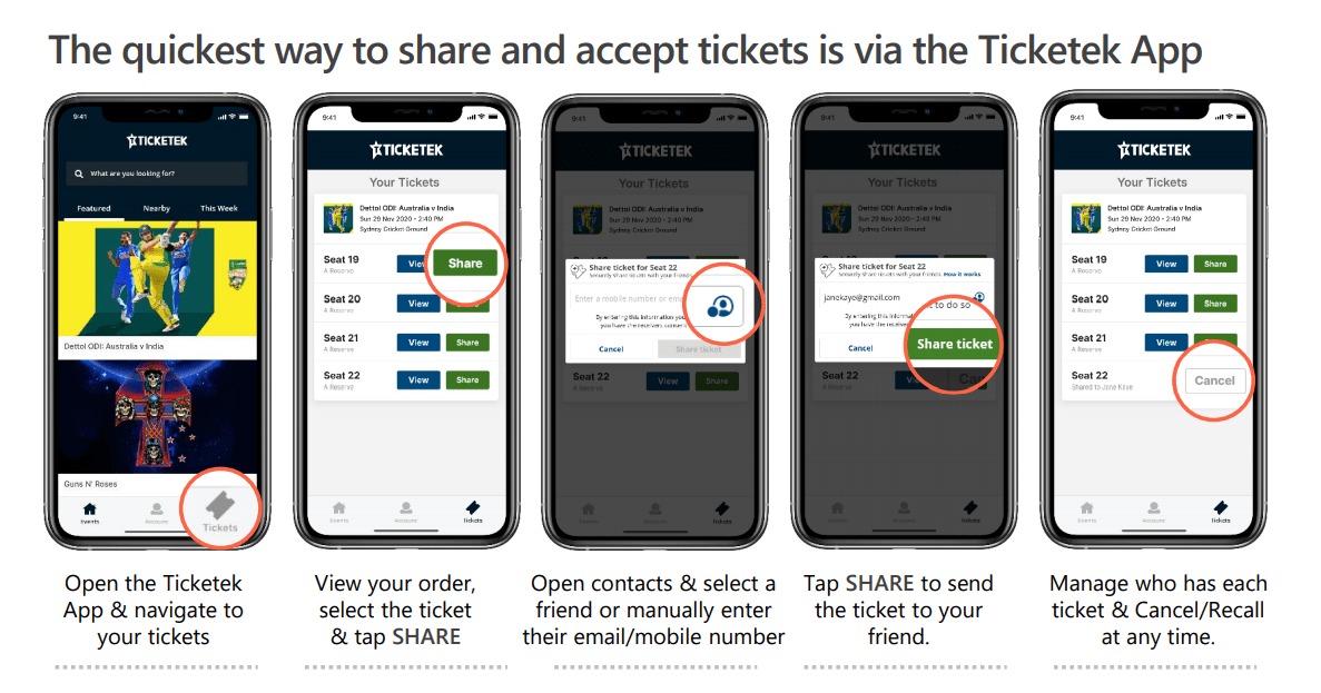 Ticket Sharing Info Guide Ticketek Australia