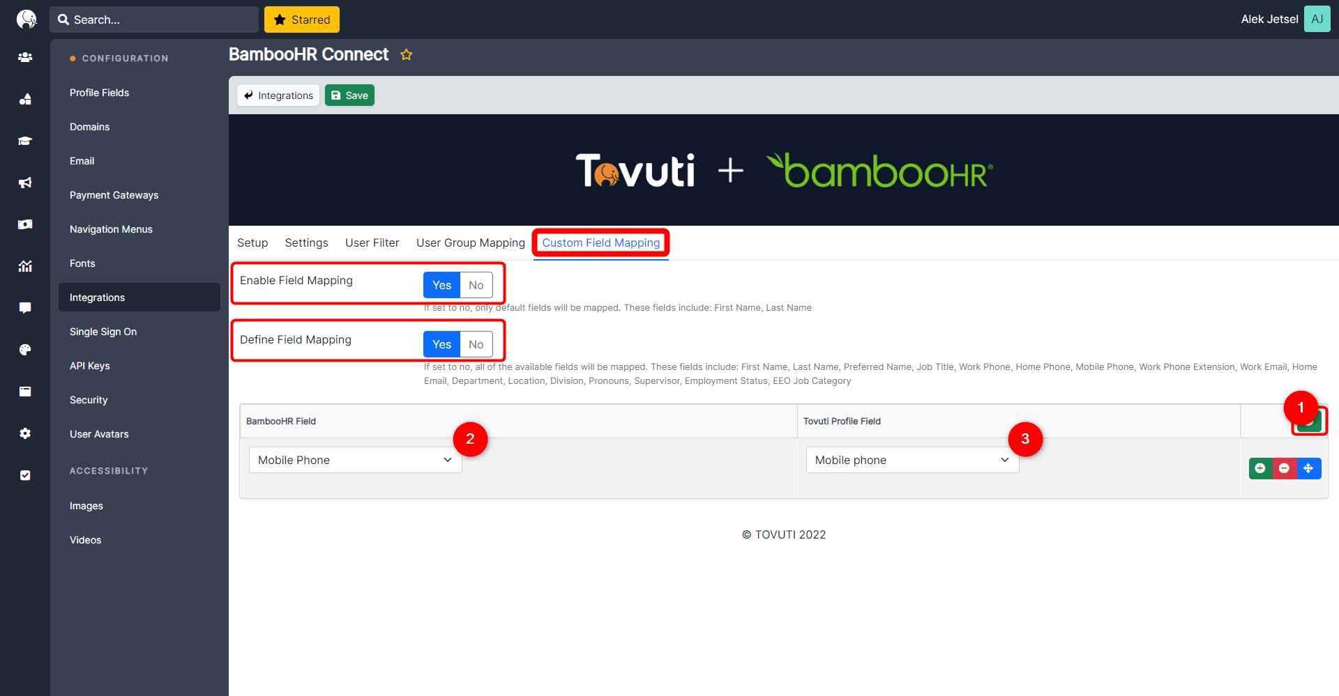Configure a BambooHR Integration Tovuti Help Center