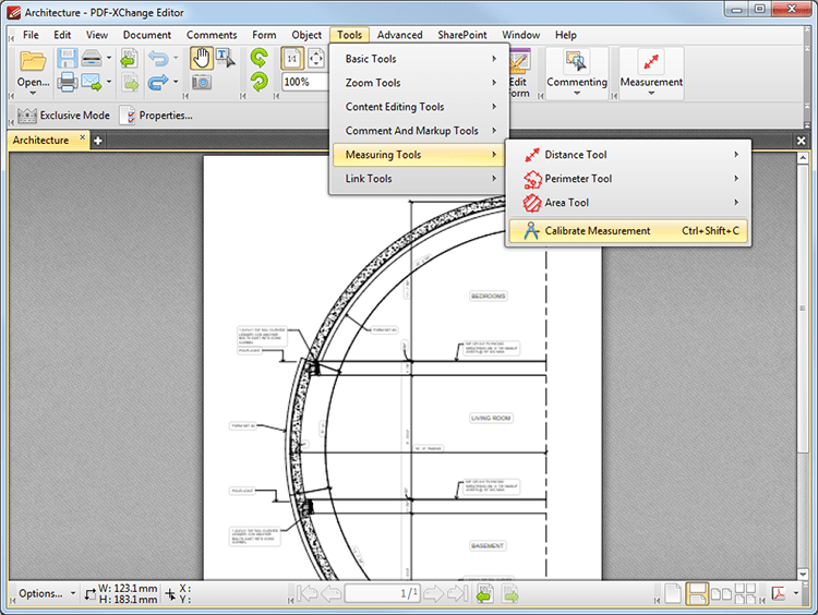Tabs Guide > Tools > Measuring Tools > Calibrate Measurement