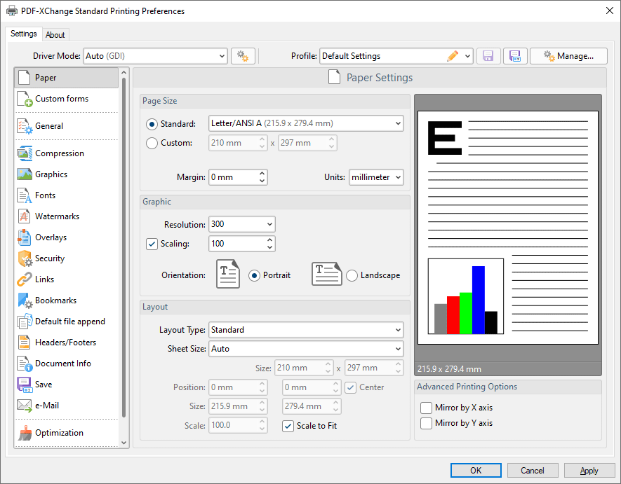 PDFXChange Standard V9 User Manual > Printer Settings > Paper