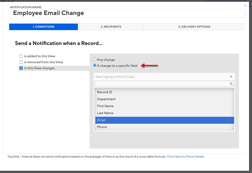 How to enable notification rules TrackVia