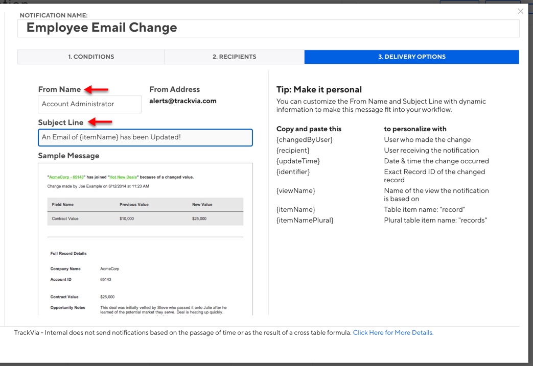 How to enable notification rules TrackVia