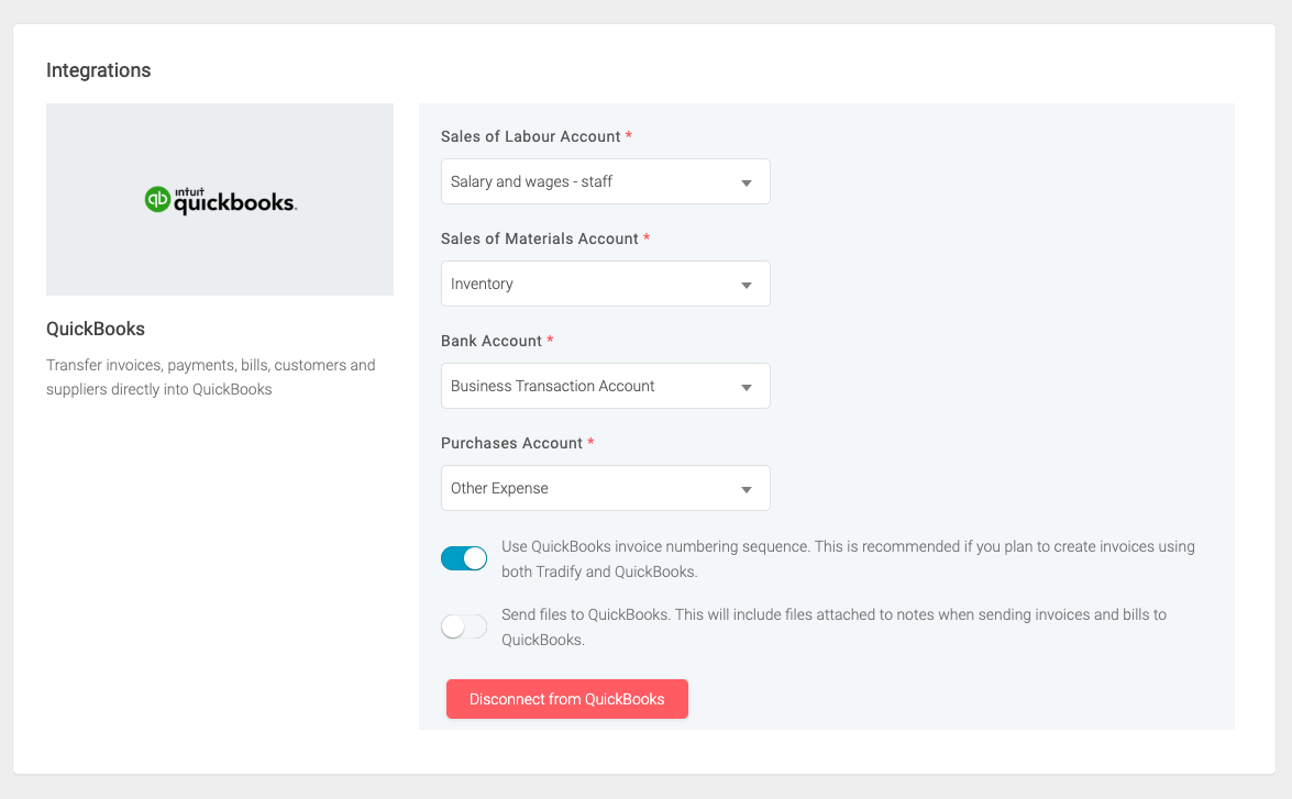 Understanding QuickBooks Online Mapping Codes Tradify Help Centre