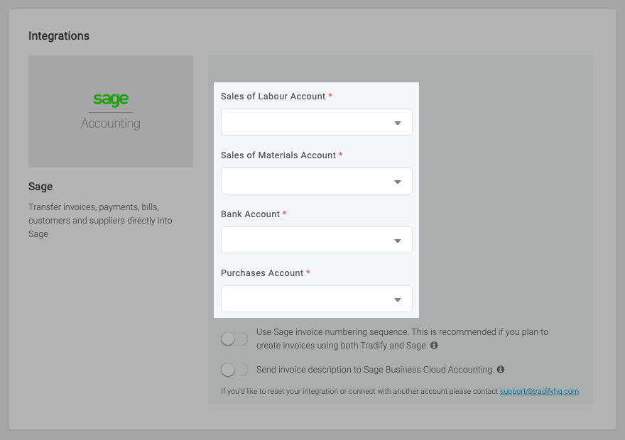 Integrating with Sage Business Cloud Accounting on Tradify Tradify