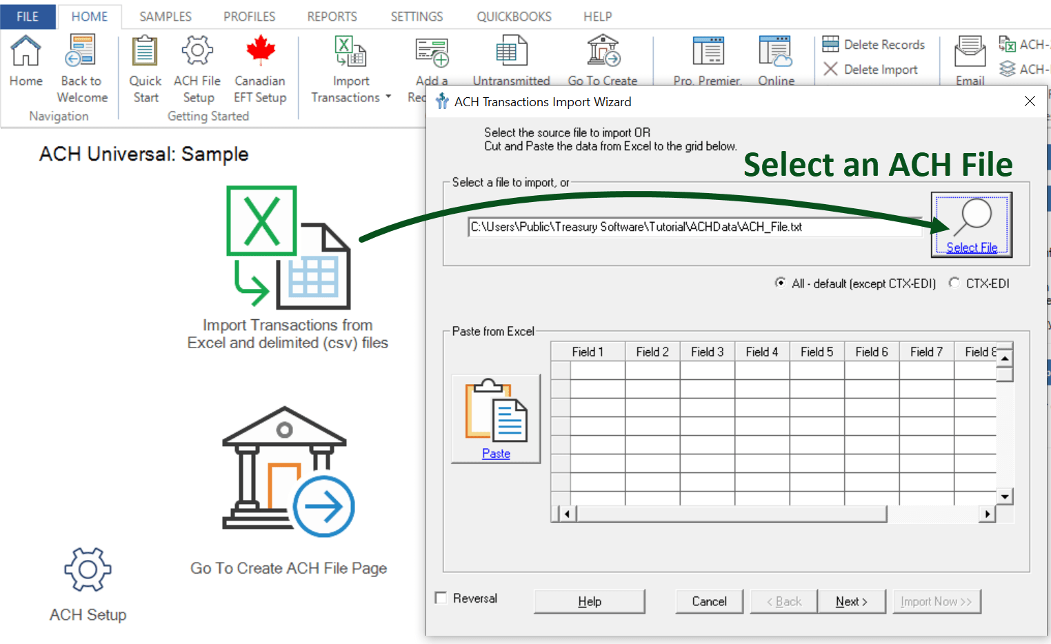 Importing an ACH File Treasury Software