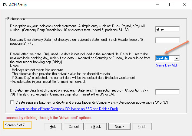 Where is the processing date on my ACH file? Treasury Software
