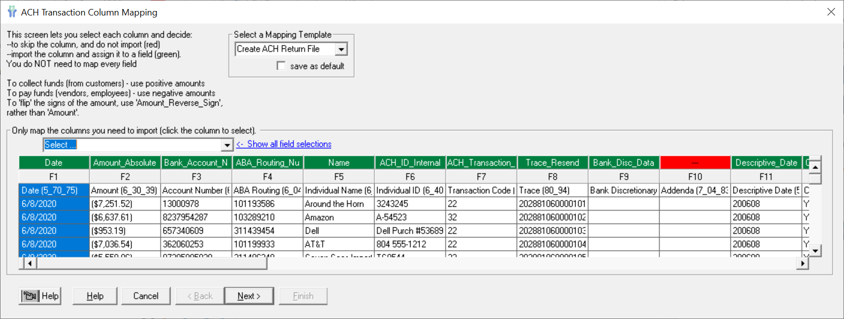 Returns Creating an ACH Return File Treasury Software