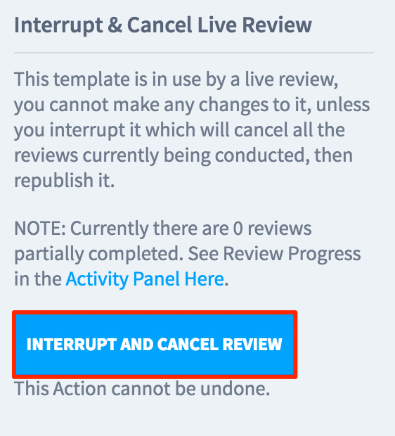 Interrupt And Cancel An Active Review Template Cloud Help Desk
