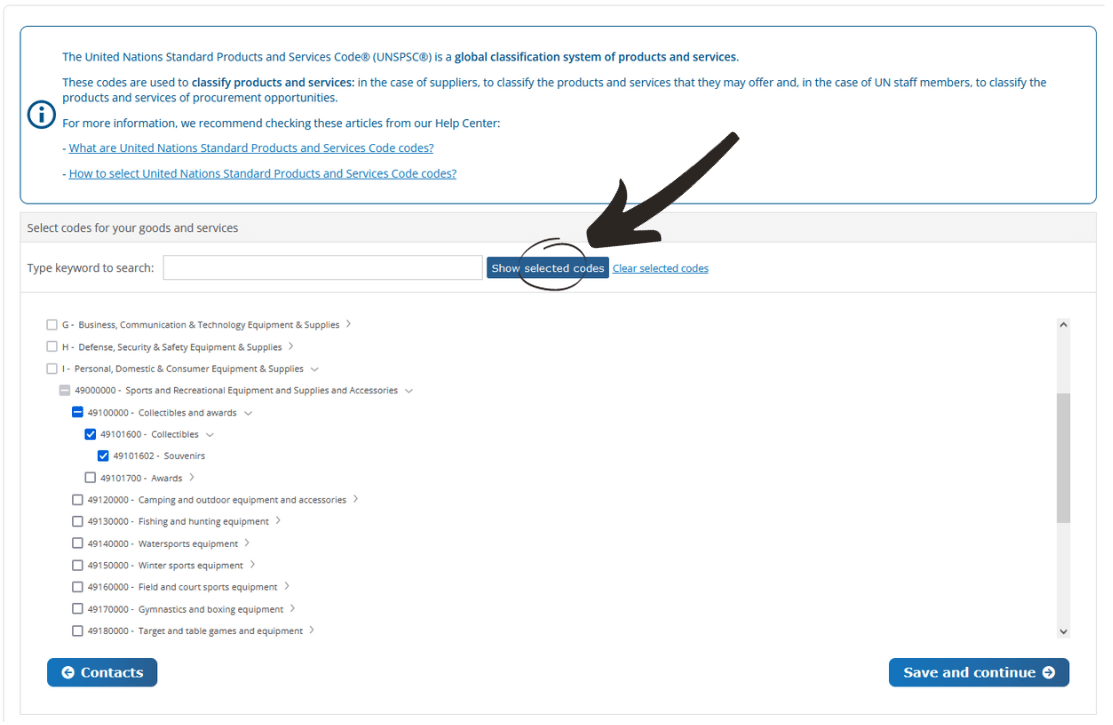 How to select UNSPSC codes? – UNGM Help Center
