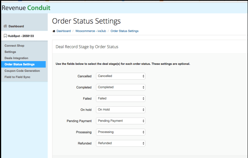 Revenue Conduit Feature HubSpot Deal Record Sync