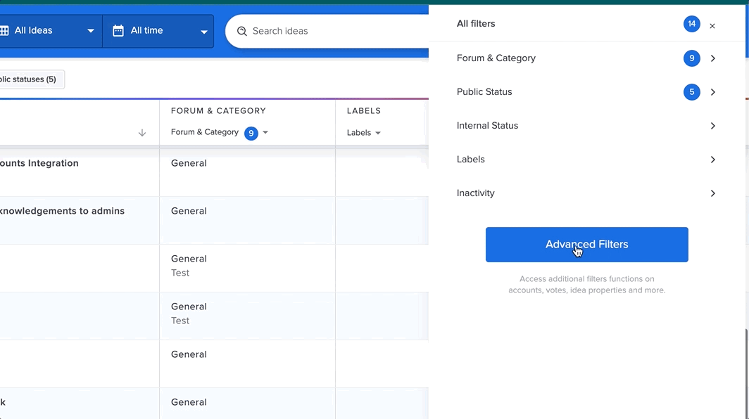 Advanced Filtering UserVoice