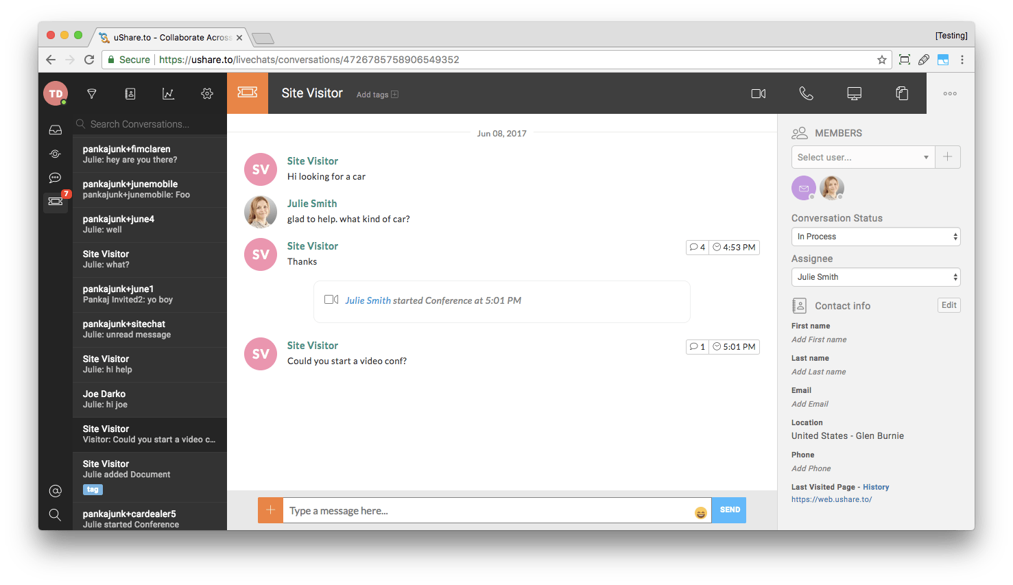 Live Chat uShare.to Help