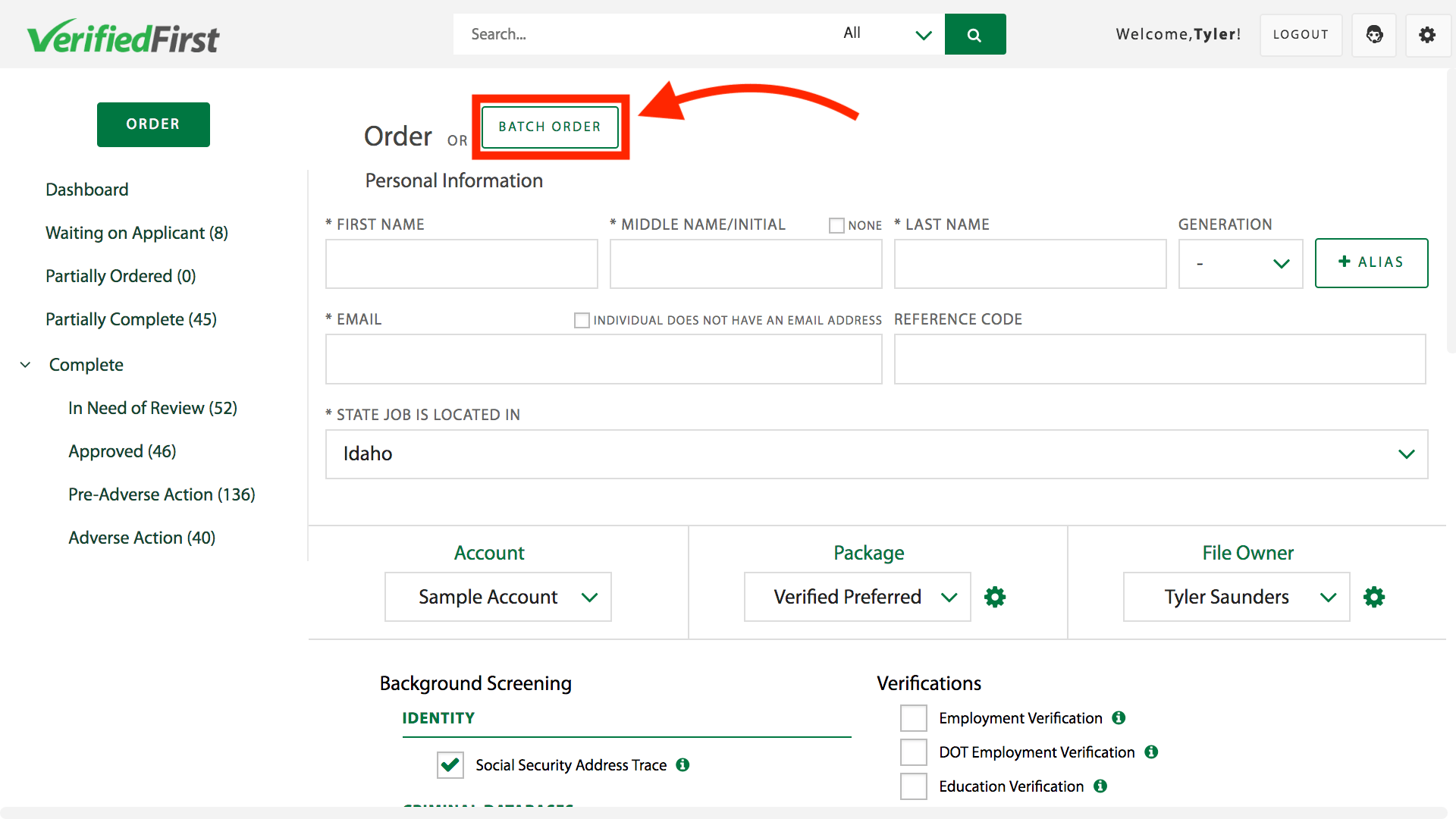Placing an Applicant Invite Batch Order Client Resource Center