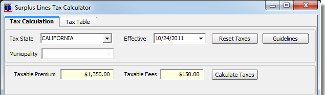 Surplus Lines Tax Calculator
