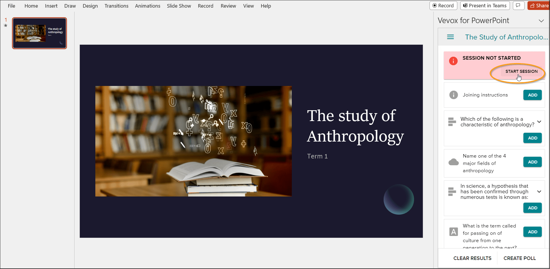 Session states for the PowerPoint Addins Vevox helpsite