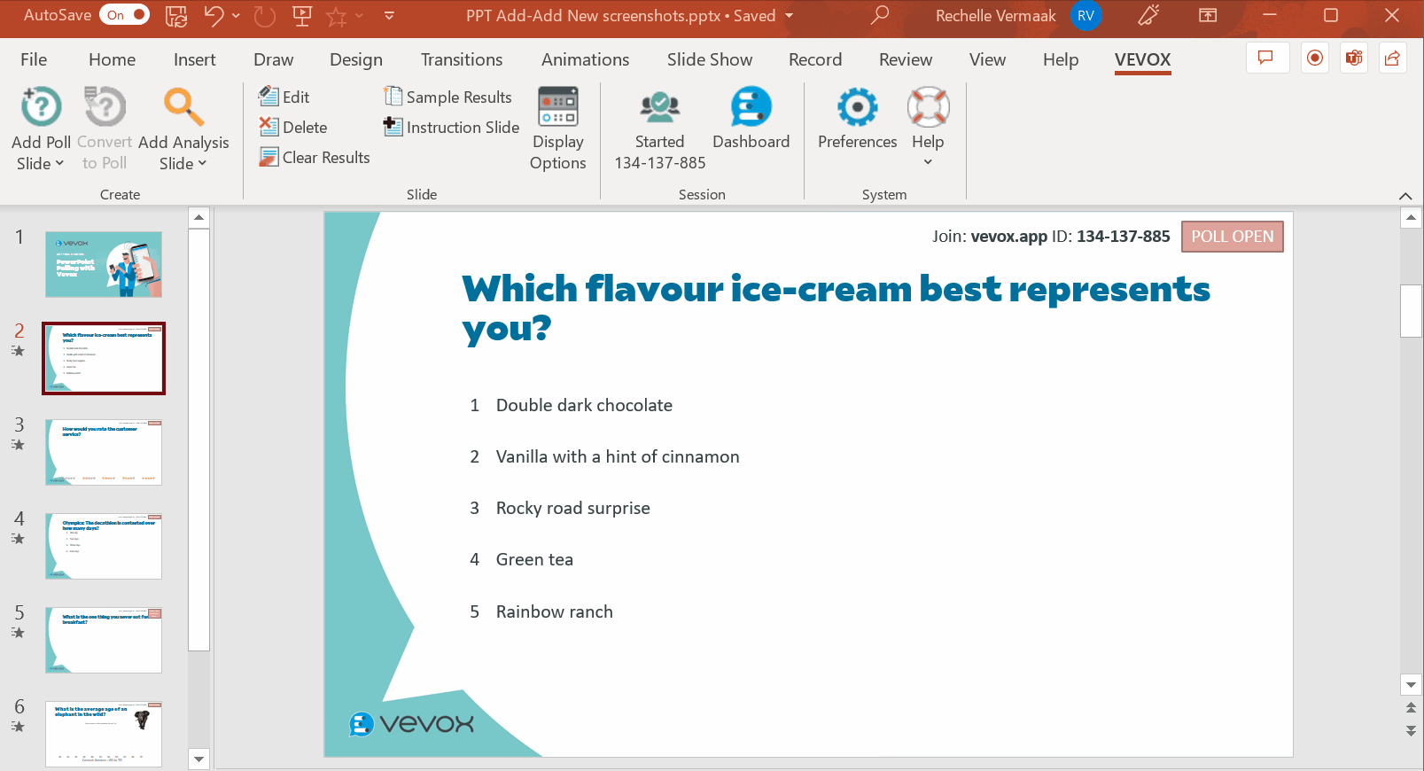 Session states for the PowerPoint Addins Vevox helpsite