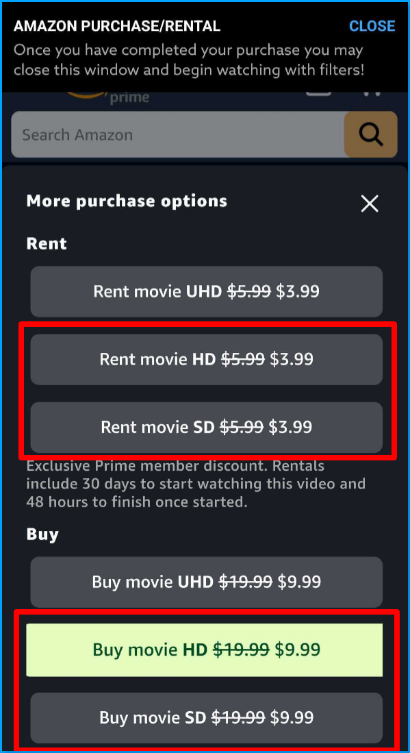 How do I filter Amazon Video rentals or purchases with VidAngel? VidAngel