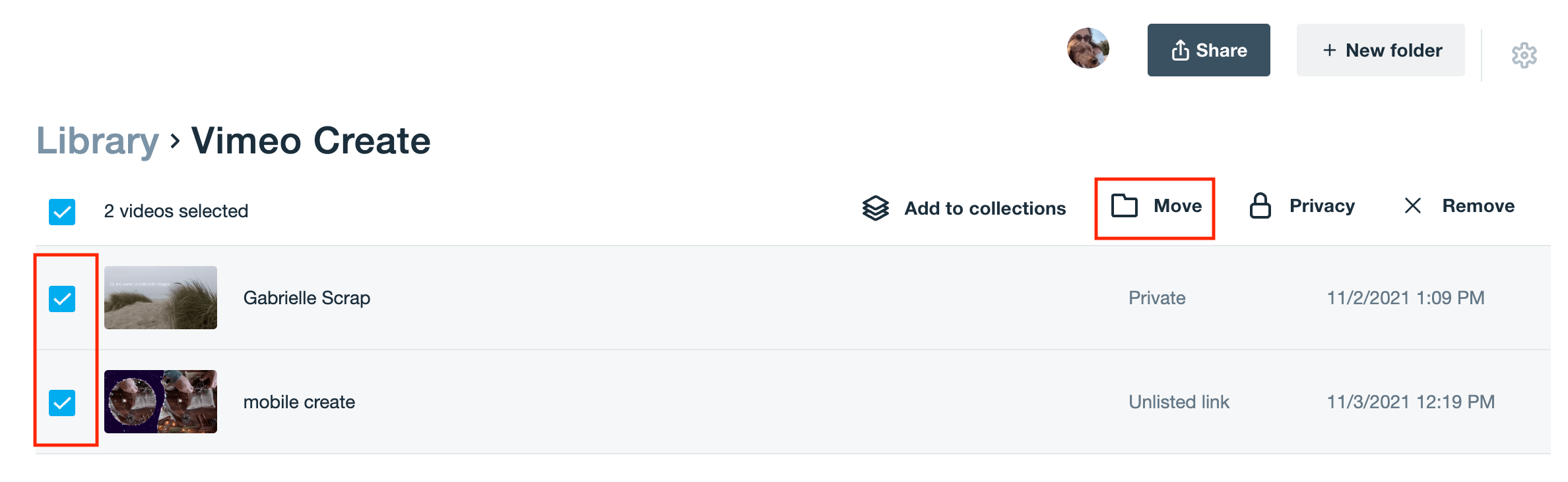 How to create and add videos to folders Vimeo Help Center