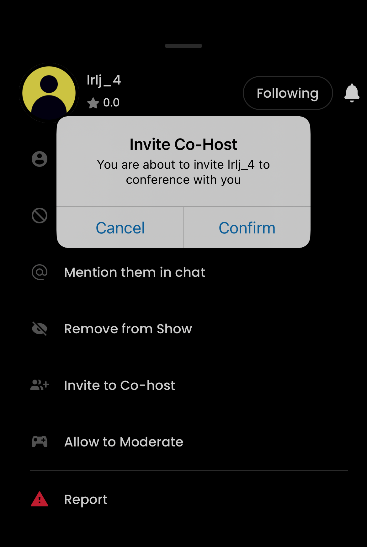 Inviting a Cohost to your Live Whatnot