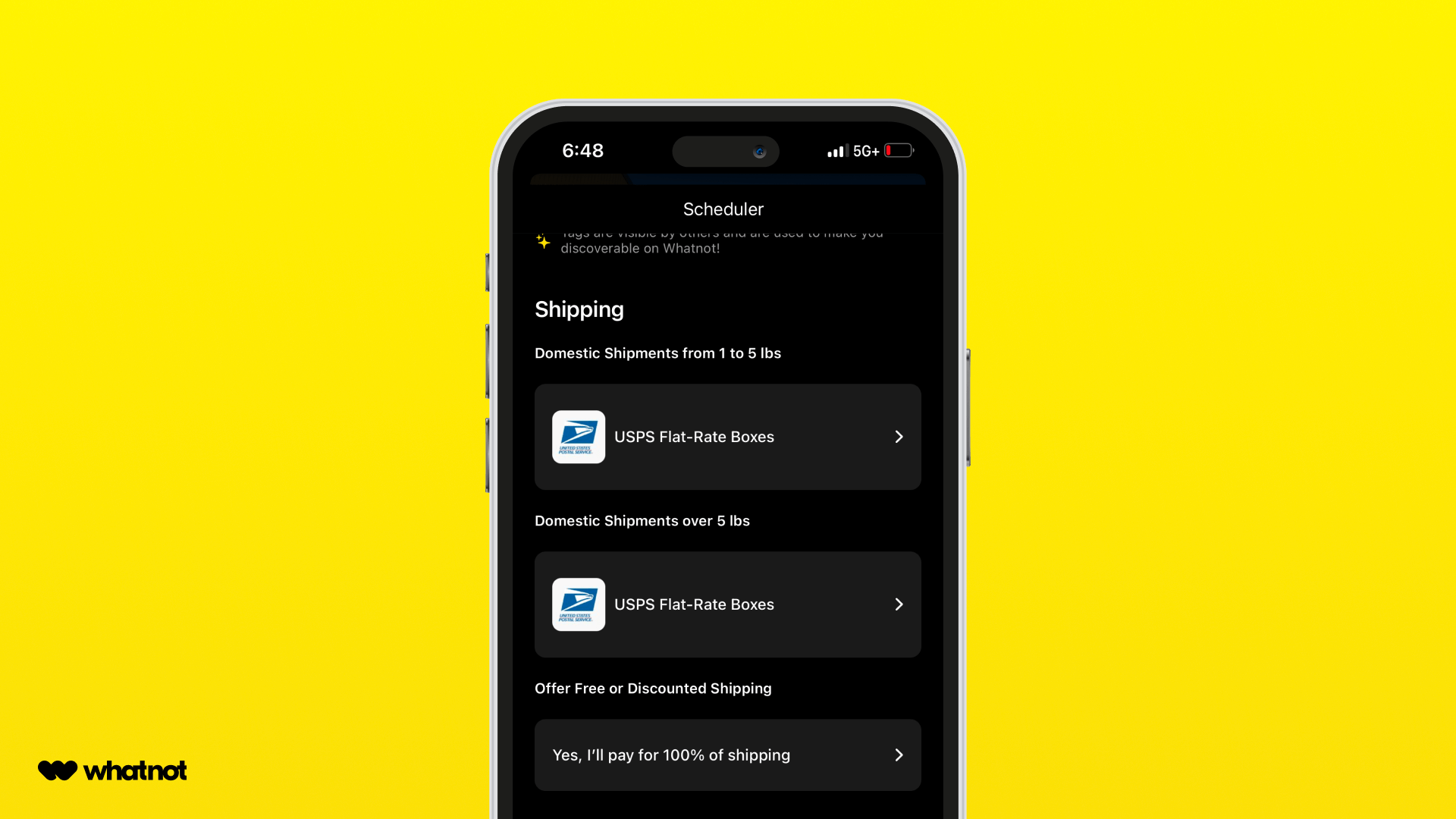 Shipping with FlatRate Packaging Whatnot