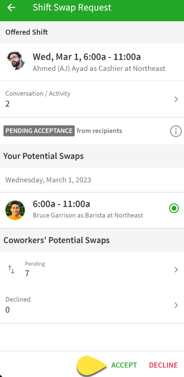 Accept Shift Swap and Drop Requests When I Work Help Center