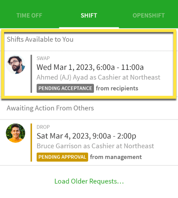 Accept Shift Swap and Drop Requests When I Work Help Center