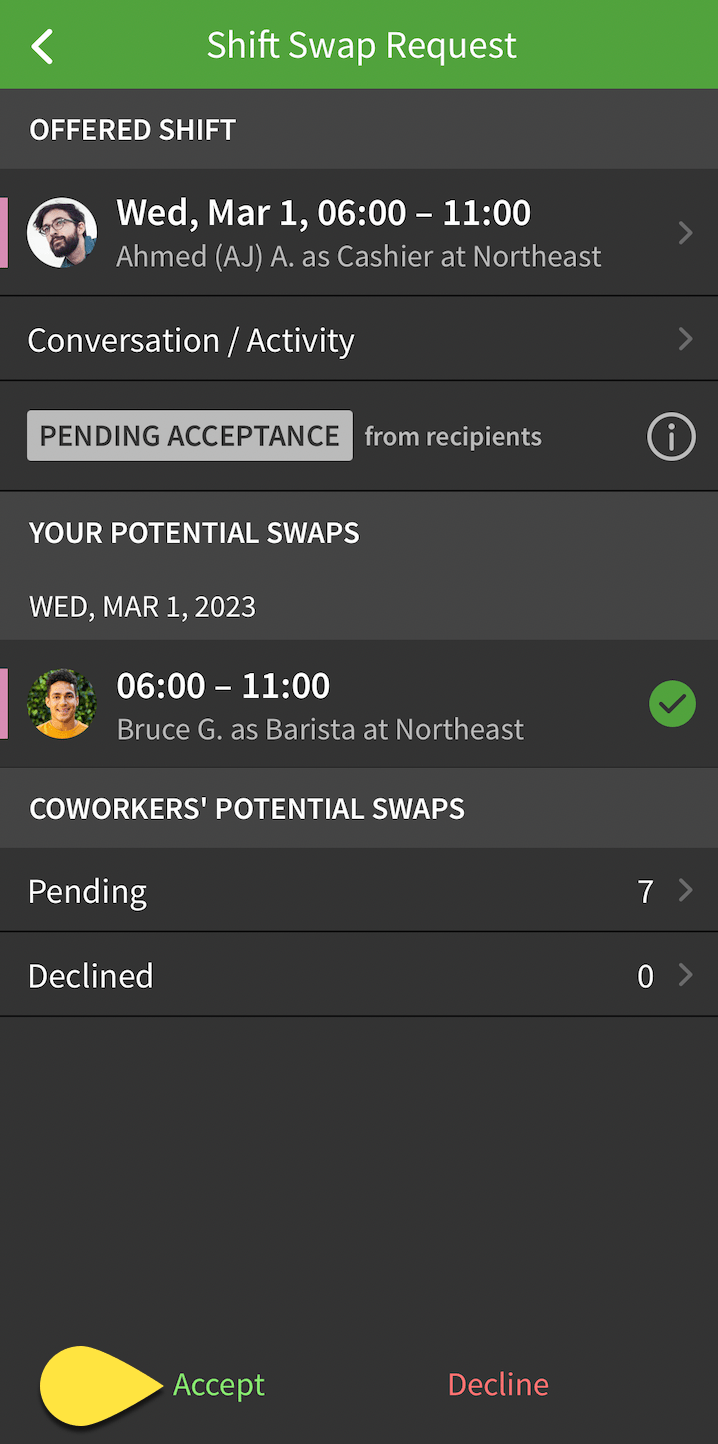 Accept Shift Swap and Drop Requests When I Work Help Center
