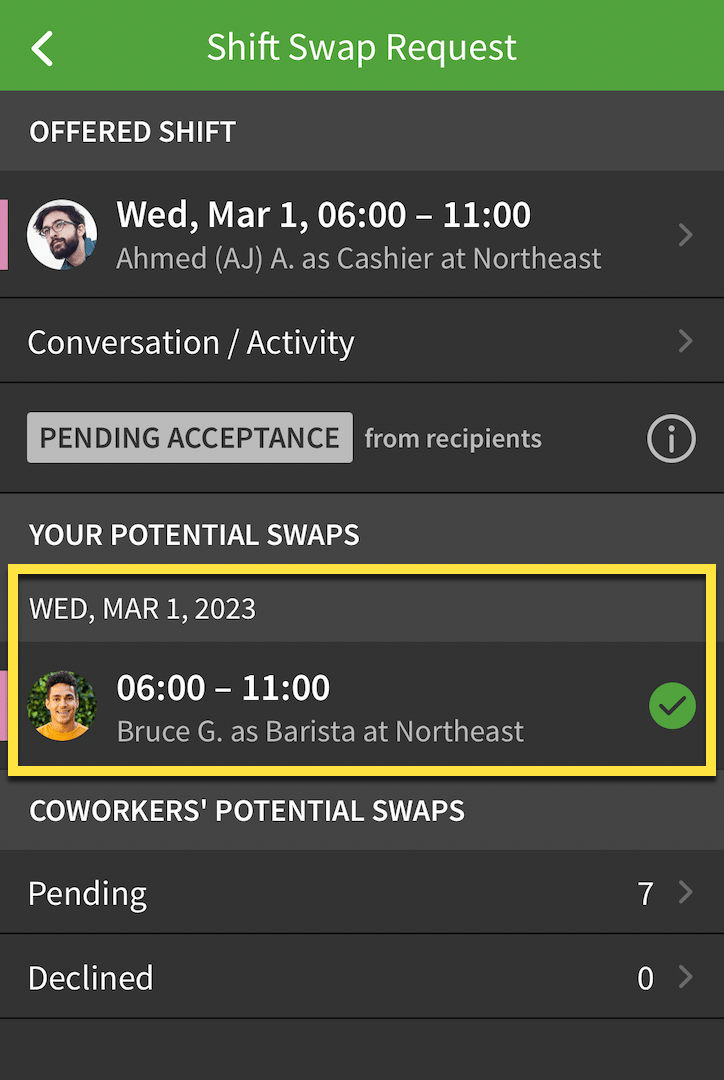 Accept Shift Swap and Drop Requests When I Work Help Center