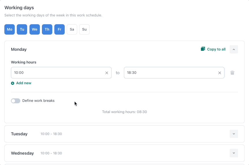 Adding and managing work schedules Workable Support