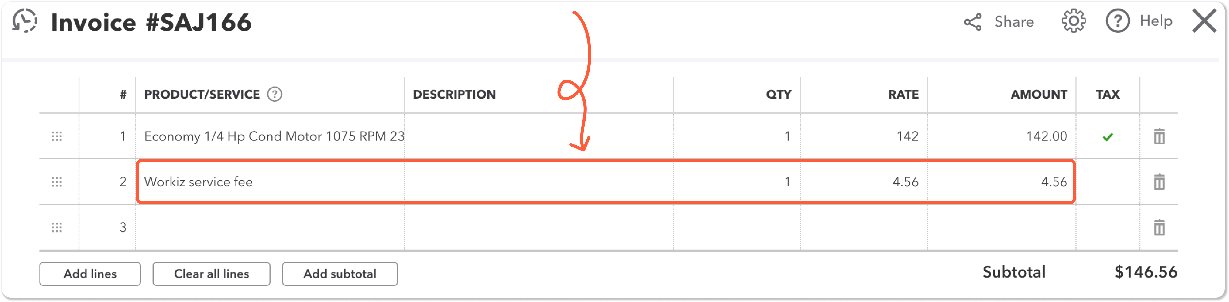 Tracking service fees in QuickBooks Online Workiz