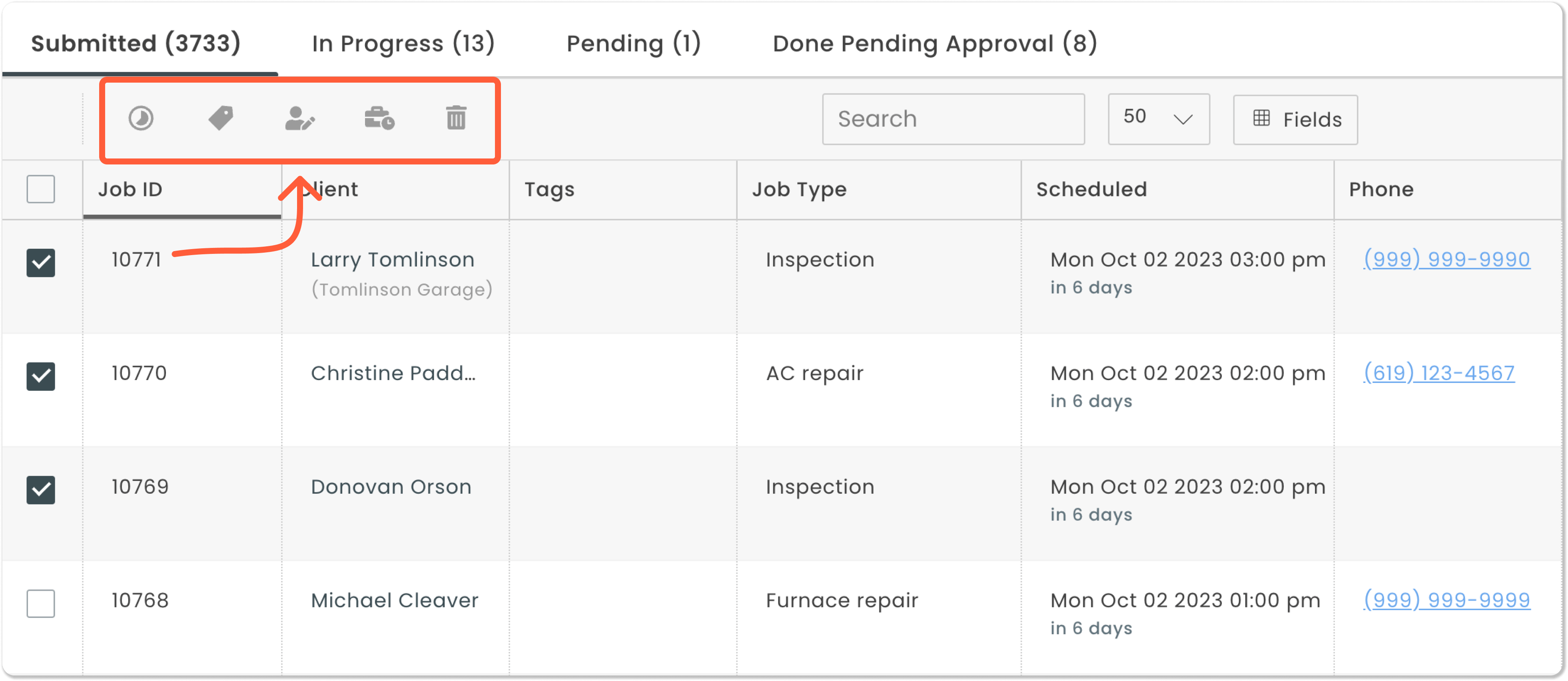 Making bulk changes to multiple jobs at once Workiz