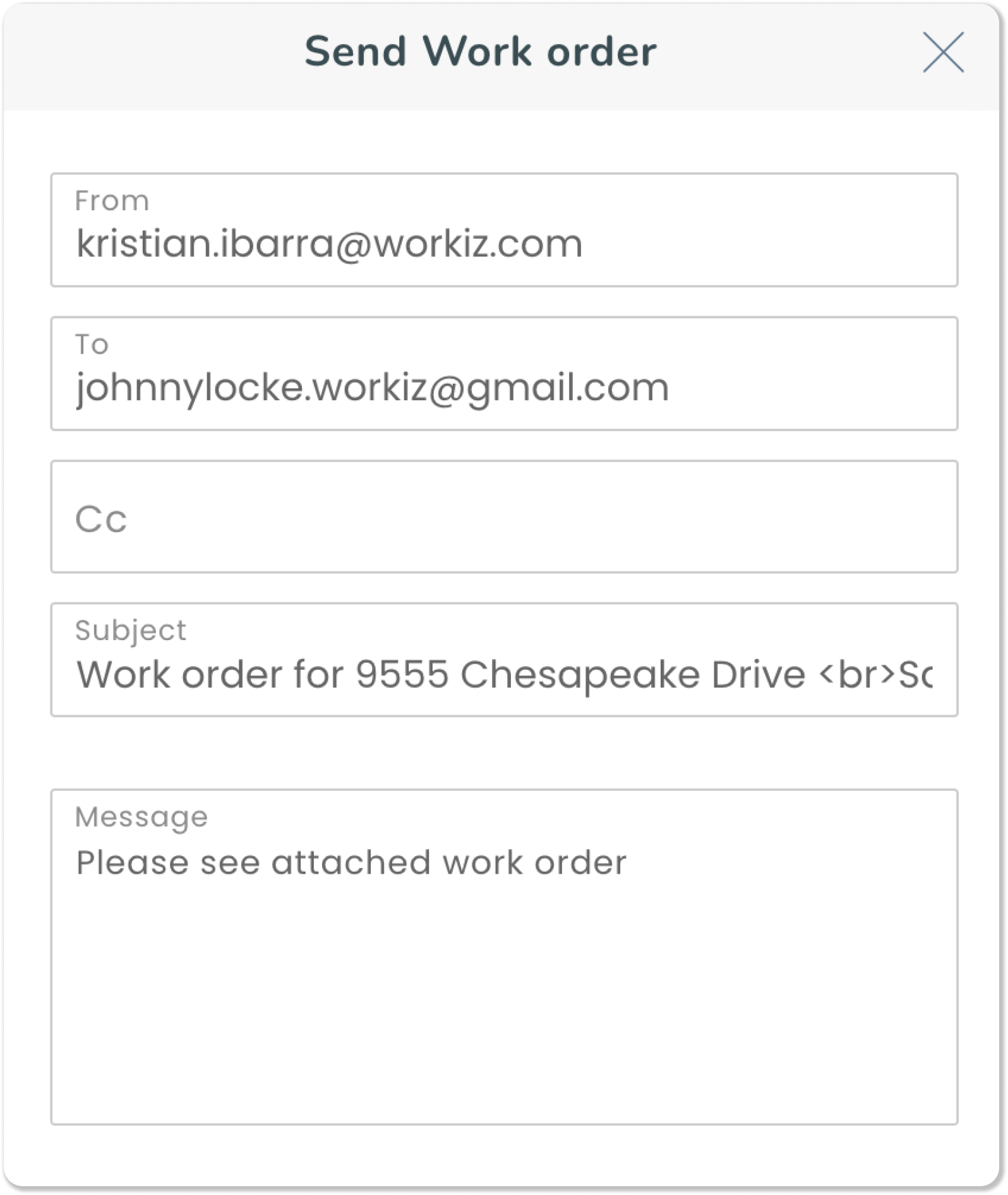 Generating and sending work orders Workiz