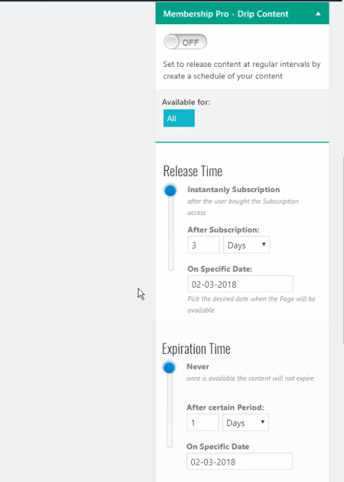 Drip Content Main Settings Ultimate Membership Pro(06)