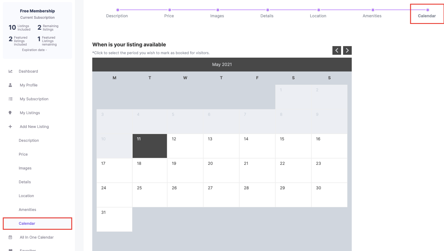 How to make calendar dates unavailable WP Rentals Help