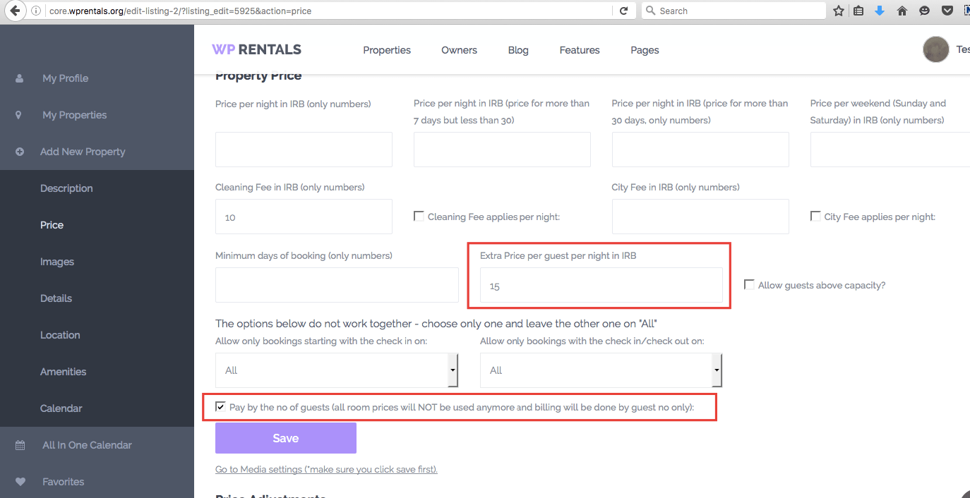 When can price per night be 0 WP Rentals Help
