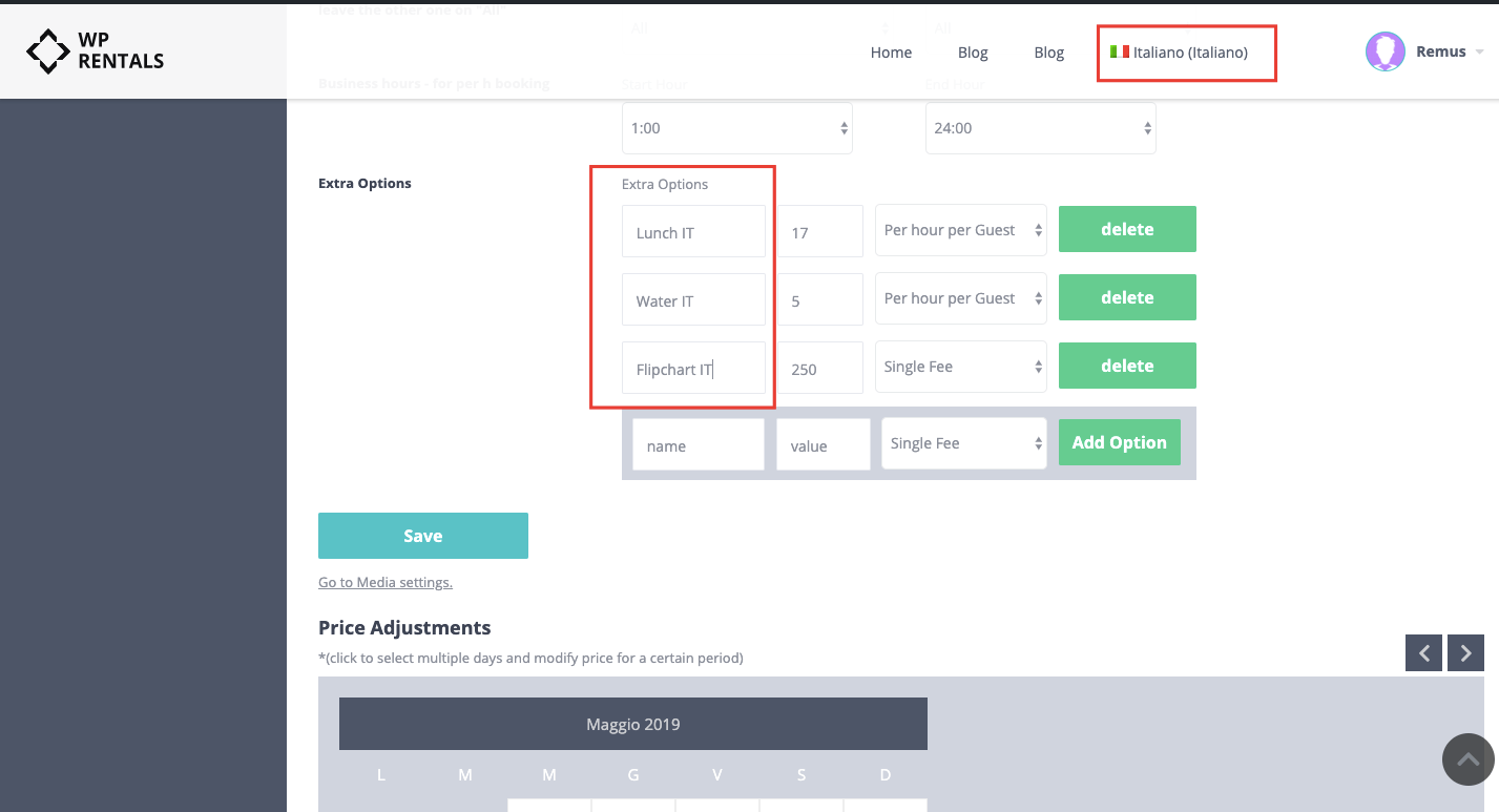 WPML Translate Extra Booking Options + Custom Fields