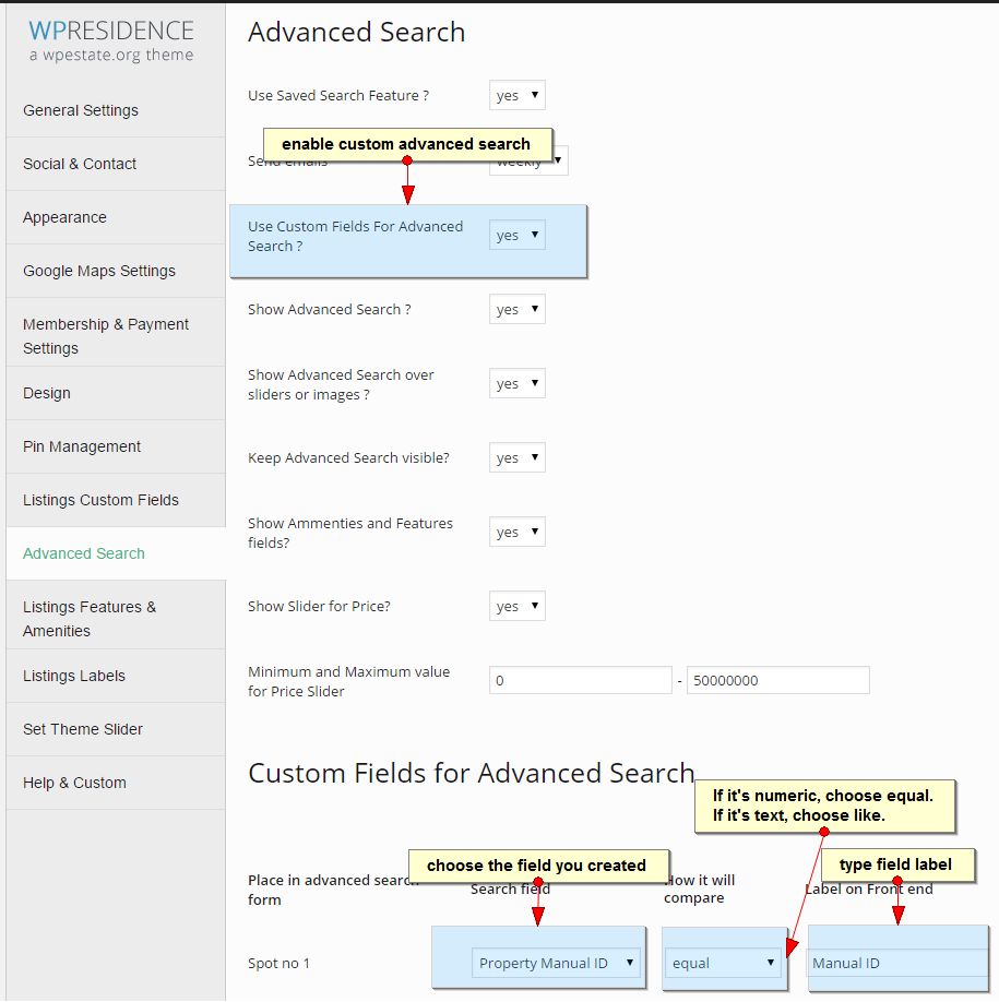 How to add custom property ID to search WP Residence Help WP