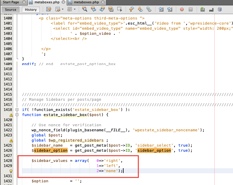 Technical How to change default sidebar position for a new page WP