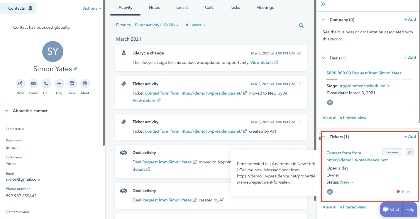 Hubspot API CRM integration in WpResidence for all contact forms WP Residence Help