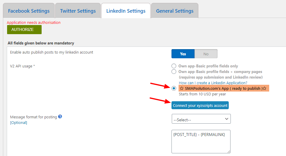 Linkedin Settings XYZScripts Help