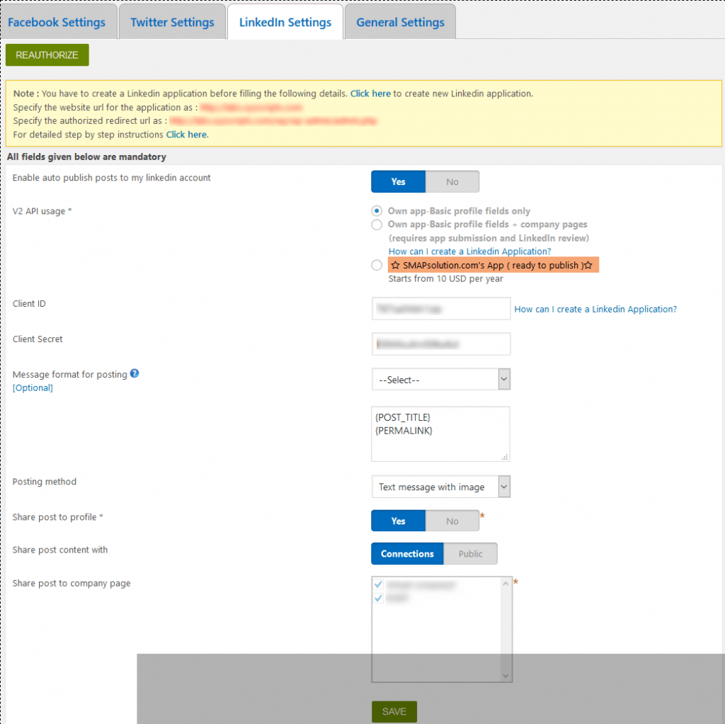 Linkedin Settings XYZScripts Help