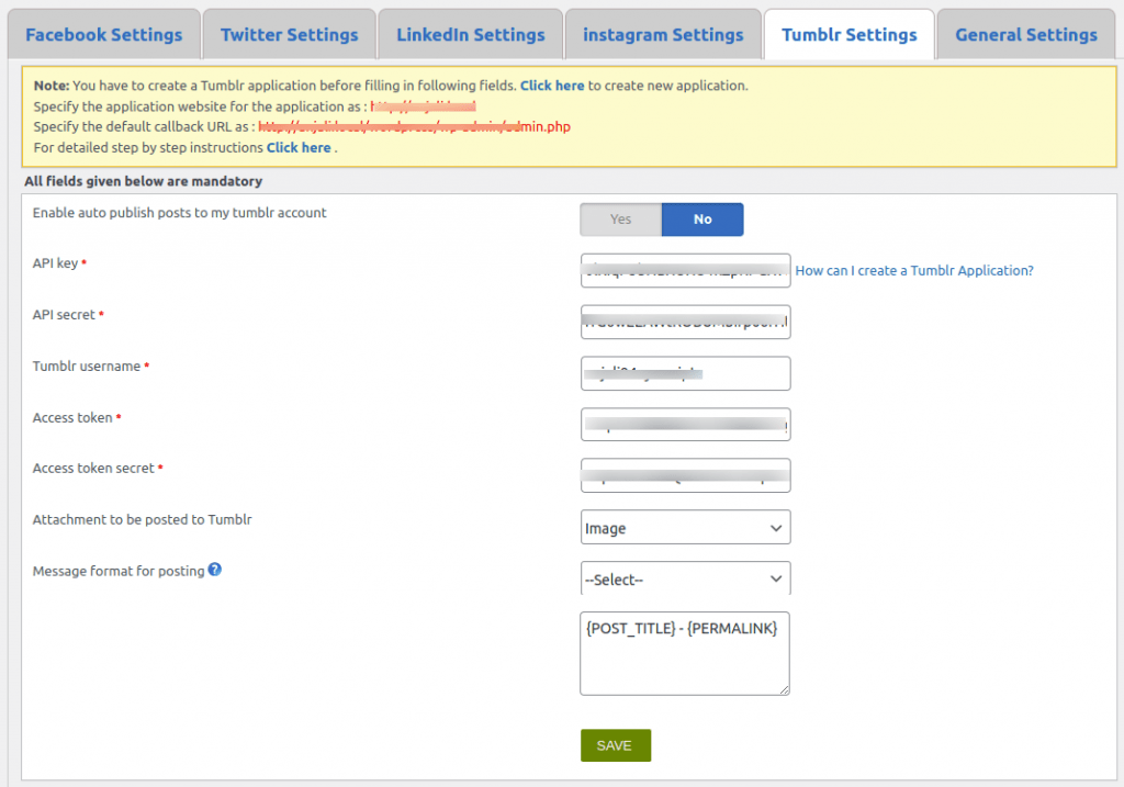 Tumblr Settings XYZScripts Help
